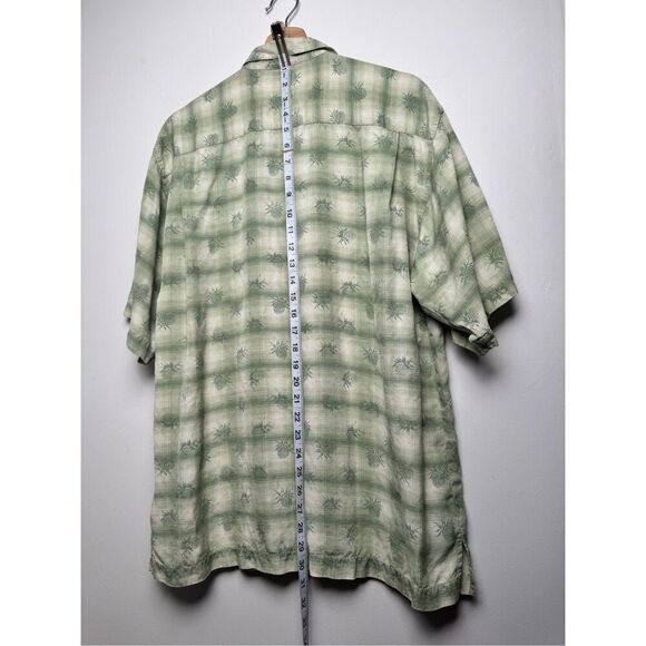Tommy Bahama Silk Short Sleeve Wood Button‎ Green Pineapple Hawaii Shirt size M - Picture 5 of 15
